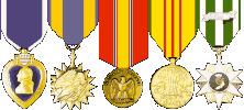 Purple Heart, Air Medal, National Defense, Vietnam Service, and Vietnam Campaign medals
